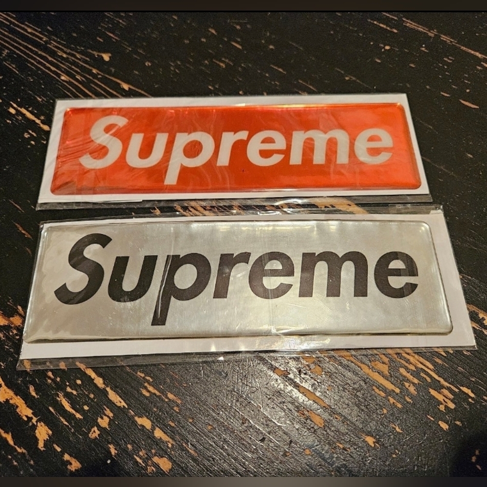 Supreme plastic box logo stickers from FW17 set of 2 *READ DESCRIPTION*